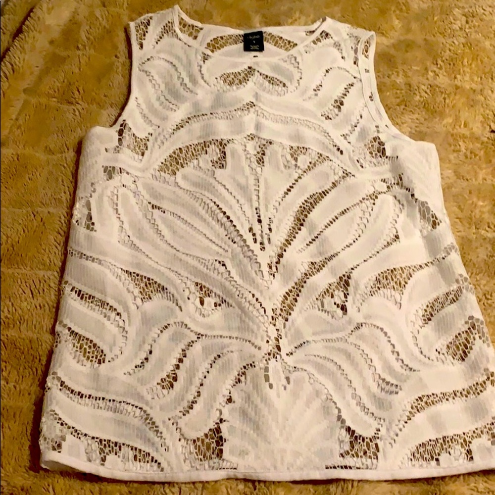 White sleeveless see thru top